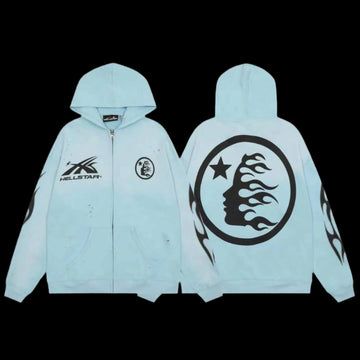 Hellstar Zip Up Hoodie Blue