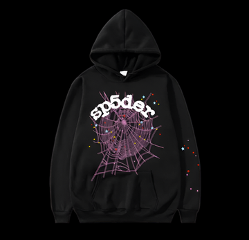 Sp5der Black Hoodie Purple Web
